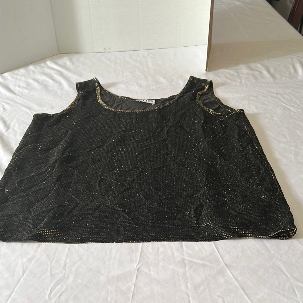 Clio Black and Gold Boxy Sleeveless Tank Top